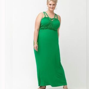 Lane Bryant emerald green strappy maxi dress size 14/16